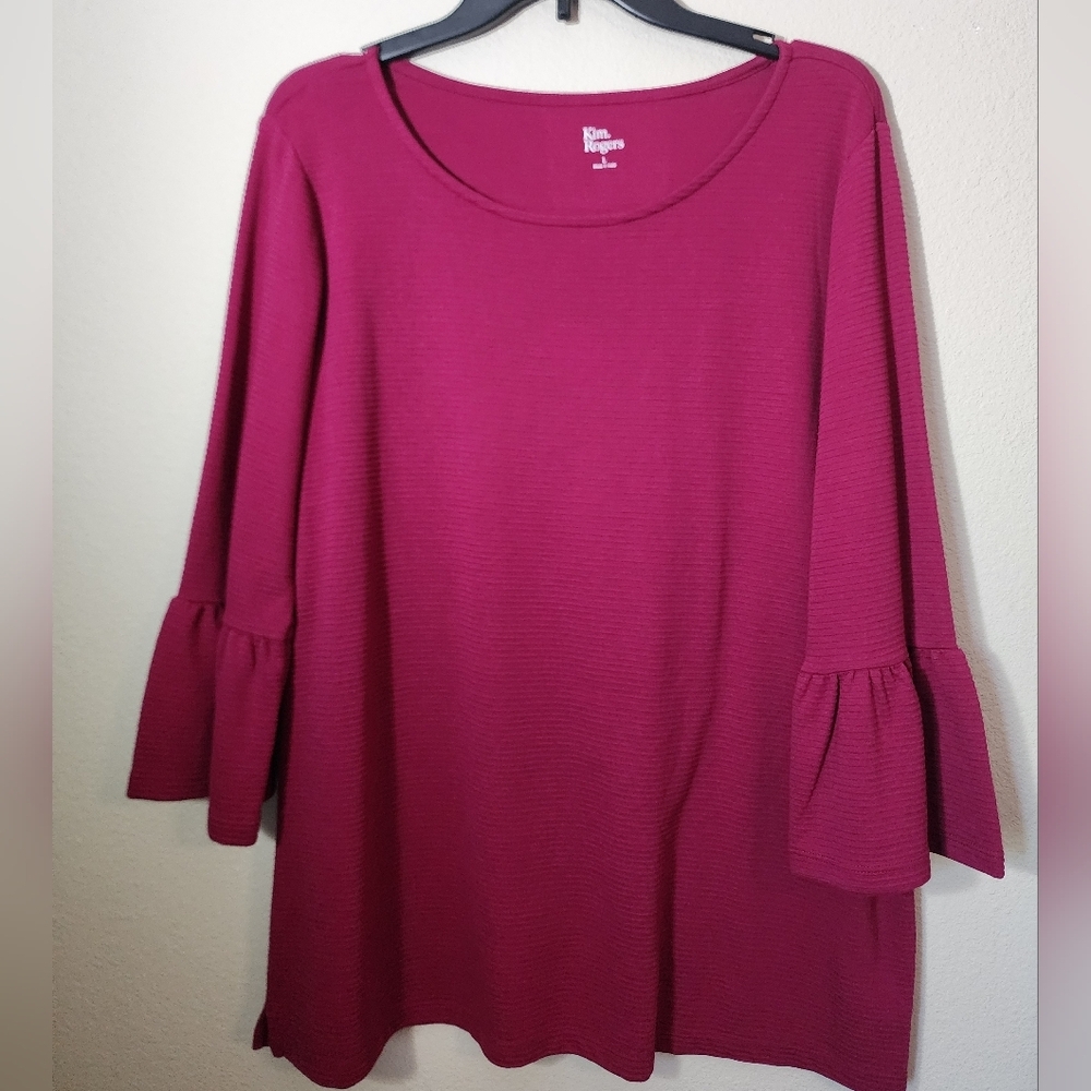 Kim Rogers Women's Fuchsia Bell Sleeved Top